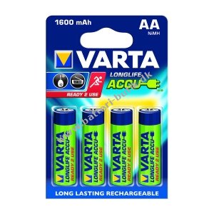 Varta Longlife Batteri Genopladelige Klar Til Brug HR6 AA 1600mAh 4er NiMH 56716101404