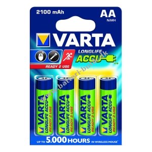 Varta Longlife Batteri Genopladelige Klar Til Brug HR6 AA 2100mAh 4er NiMH 56706101404