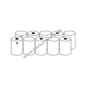 Batteri til Nødbelysning, Paniklys, Flugtvejsarmatur 10xD 12V 4000mAh NiCd med 20cm ledning