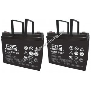 FGS Batteri til Shoprider Power Chairs Streamer 888 WS, Sprinter 889-3 Xl (FGC23405) 12V 34Ah AGM 2 stk.