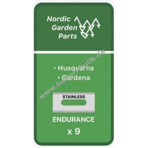 9 x Endurance Knive til Gardena Robotplneklipper Rustfrit Stl 0,75mm 595 08 44-01 (61-063) inkl. Skruer