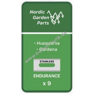 9 x Endurance Knive til Gardena Robotplæneklipper Rustfrit Stål 0,75mm 595 08 44-01 (61-063) inkl. Skruer