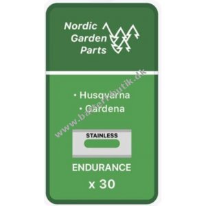 30 x Endurance Knive til Gardena Robotplæneklipper Rustfrit Stål 0,75mm 595 08 44-01 (61-065) inkl. skruer