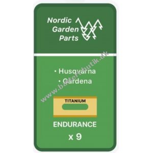 9 x Endurance Knive til Gardena Robotplæneklipper Titanium 0,75mm 595 08 44-01 (61-064) inkl. skruer