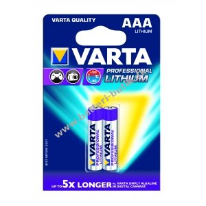 Varta Professional Lithium Batteri LR03 AAA 2 stk blister 06103301402