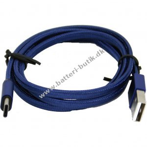 Blå Flettet USB-C kabel Ladekabel 1,0 meter
