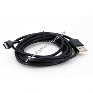 Sort Rund USB-C kabel Ladekabel 2,0 meter