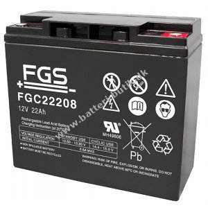 Batteri til Solar, Solfanger, Solceller FGS FGC22208 Cyklisk Blybatteri 12V 22Ah