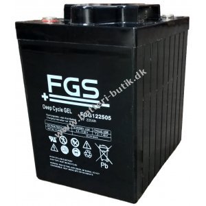 Batteri til Solar, Solfanger, Solceller FGS FGG122505 Cyklisk Gel Blybatteri 6V 225Ah