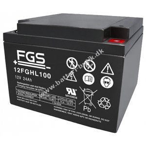 Batteri til Solar, Solfanger, Solceller FGS 12FGHL100 High Rate Longlife Blybatteri 12V 24Ah