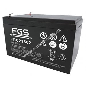 Batteri til Solar, Solfanger, Solceller FGS FGC21502 Cyklisk Blybatteri 12V 15Ah