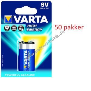 Batteri til VVS Varta Longlife Power Alkaline 6LR61 E 1er blister 50 pakker 04922121411