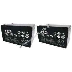 24V 12Ah Batteri til El-lbehjul og El-ATV (2 Batterier  12V)