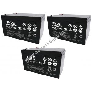 36V 12Ah Batteri til El-løbehjul og El-ATV (3 Batterier á 12V)