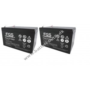 24V 15Ah Batteri til El-løbehjul og El-ATV (2 Batterier á 12V)