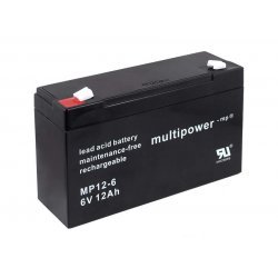 Powery Batteri til USV Nødstrøm Nødbelysning 6V 12Ah (erstatter også 10Ah) | Batteri-Butik