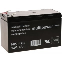 Blybatteri (multipower) MP7-12B VdS til YUASA Type NP7-12L 12V 7Ah (erstatter 7,2Ah) | Batteri-Butik