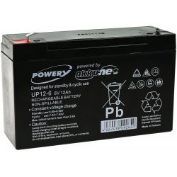 Powery Bly-Gel-Batteri til Rengøringsmaskiner og alarmanlæg 6V 12Ah (Erstatter også 10Ah) | Batteri-Butik
