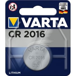 Lithium Knapcelle, Batteri Varta CR 2016, IEC CR2016, erstatter også DL2016, 3V 1er Blister | Batteri-Butik