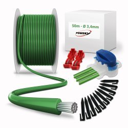 Reparationssæt med 50m afgrænsningskabel 3,4 mm 50 kroge, 10 stik, 4 klemmer til robotklipper | Batteri-Butik