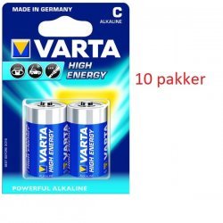 Varta Longlife Power Alkaline Batteri LR14 C 2er blister 10 pakker 04914121412 | Batteri-Butik