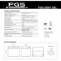 Batteri til Solar, Solfanger, Solceller FGS FGG25507 12V 55Ah GEL | Batteri-Butik