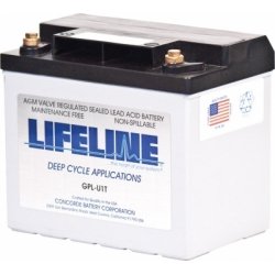 Batteri til Solar, Solfanger, Solceller Lifeline Deep Cycle blybatteri GPL-U1M 12V 33Ah | Batteri-Butik