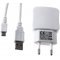 Multi-Ladeadapter med 2x USB 2,1A inkl. 2.0 High-Speed USB-Kabel med Micro-USB Hvid