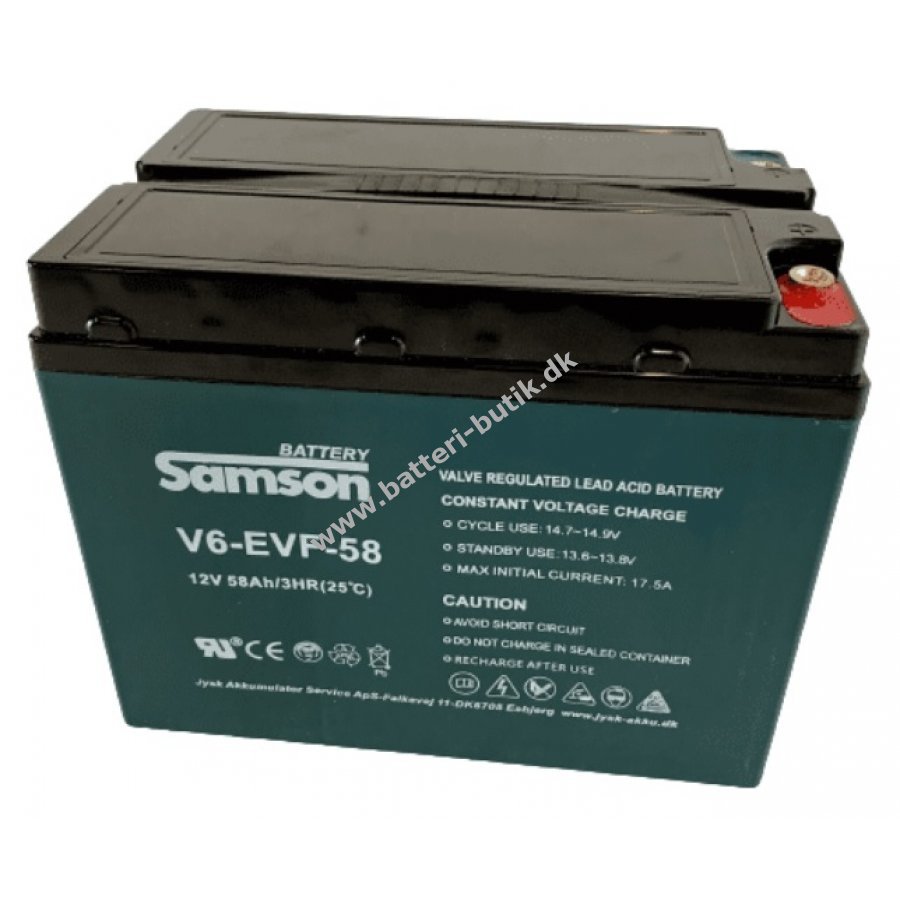 Matematik Alperne program Samson Batteri til Kabinescooter 12V 58Ah V6-EVF-58 (V6-EVF-55B) :: batteri-butik.dk  :: Hurtig levering