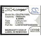 Batteri til Smartphone ZTE Blade A110 / A112 / Type Li3816T43P3h604550 Batteri til Smartphone ZTE Blade A110 / A112 / Type Li3816T43P3h604550
