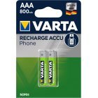 Varta Micro AAA Batteri til DECT-Telefone 800mAh 2er Blister