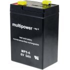 Powery Erstatningsbatteri til Solaranlagen Notbeleuchtungen Alarmanlagen 6V 5Ah (erstatter ogs 4,5Ah 4Ah)
