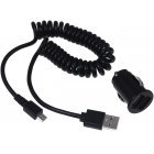 Bil-Ladeadapter 12-24V 2 x USB inkl. USB Spiralkabel med Micro USB Bil-Ladeadapter 12-24V 2 x USB inkl. USB Spiralkabel med Micro USB
