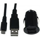 Mini Bil-Ladeadapter inkl. 2.0 High-Speed USB-Kabel med Micro USB