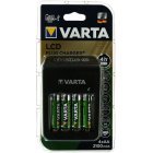 Varta Stiklader / Lader med LCD-display og USB inklusive 4x Varta AA Batteri R2U 2100mAh