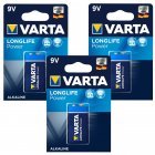 3 Batterin Varta Type 6LF22, PP3, 6LR61, 9V-BlockBatterir 3x 1er Blister 3 Batterin Varta Type 6LF22, PP3, 6LR61, 9V-BlockBatterir 3x 1er Blister