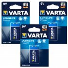 3 Batterin Varta Type 6LF22, PP3, 6LR61, 9V-BlockBatterir 3x 1er Blister