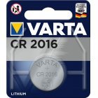 Lithium Knapcelle, Batteri Varta CR 2016, IEC CR2016, erstatter også DL2016, 3V 1er Blister