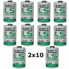 20x Lithium Batteri Saft LS14250 1/2AA 3,6Volt