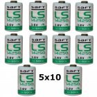 50x Lithium Batteri Saft LS14250 1/2AA 3,6Volt