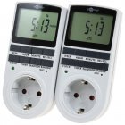 goobay Digital programmerbar timer med beskyttelseskontakttilslutning Type F, 2er-Set Hvid