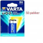 Varta Longlife Power Alkaline Batteri 6LR61 E 1er blister 50 pakker 04922121411
