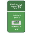 9 x Endurance Knive til Gardena Robotplneklipper Rustfrit Stl 0,75mm 595 08 44-01 (61-063) inkl. Skruer