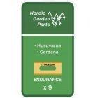 9 x Endurance Knive til Gardena Robotplneklipper Titanium 0,75mm 595 08 44-01 (61-064) inkl. skruer