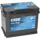 Bilbatteri Exide EK600 AGM Batteri 12V 60Ah Bilbatteri Exide EK600 AGM Batteri 12V 60Ah